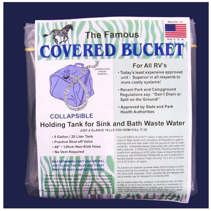 R7701 – ZEBRA RV INC Portable Waste Holding Tank, 5 Gallon Capacity Collapsible Covered Bucket With Positive Shut-Off...